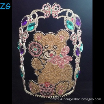 Colored Rhinestone Teddy Bear Crown, Custom Made Tiara